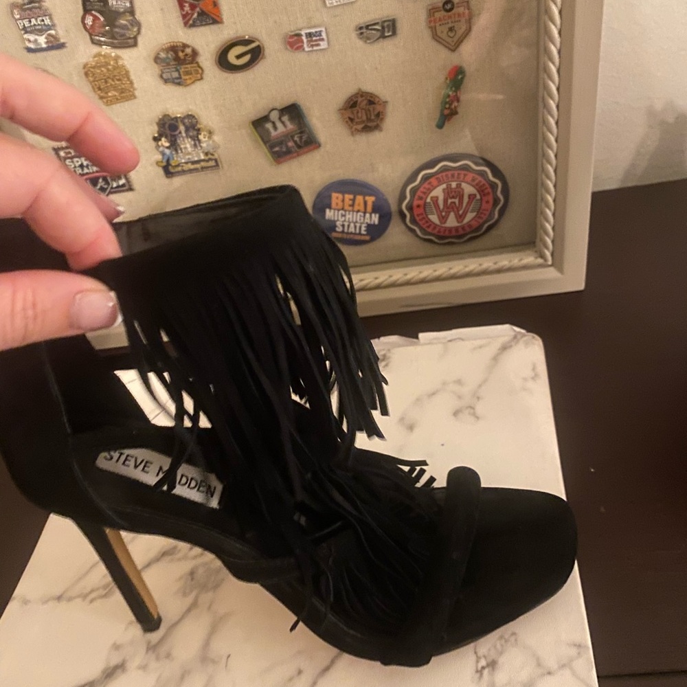 Steve Madden high heel strappy sandals.